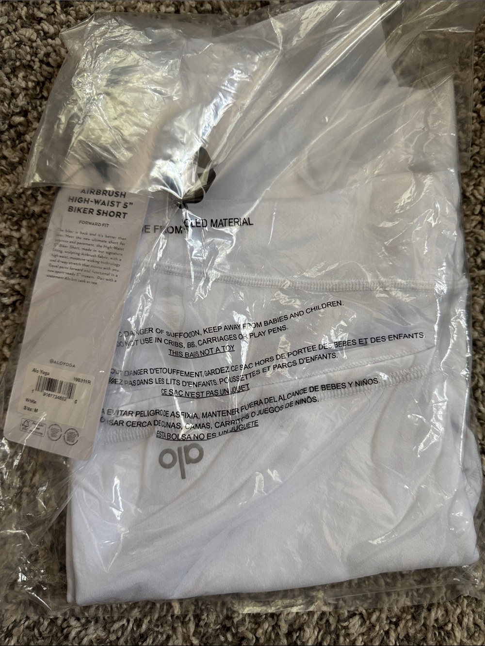 ALO Yoga White Airbrush High-Waist 5" Biker Shorts